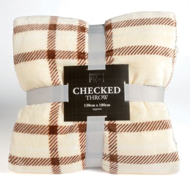 Product photograph of Checked Throw By Maison De Luxe Cream 180cm from QD stores