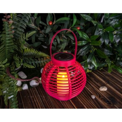 Product photograph of Candle Solar Garden Pink Lantern Decoration Orange Led - 21cm By Bright Garden from QD stores