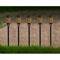 See more information about the 5 Pack Black Torch Solar Garden Stake Light 12 Orange LED - 50cm by Bright Garden