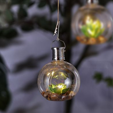 Product photograph of Succulent Flower Solar Garden Lantern 5 Warm White Led - 13cm By Bright Garden from QD stores