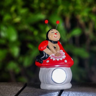 Product photograph of Ladybird Solar Garden Light Ornament Decoration White Led - 15cm By Bright Garden from QD stores
