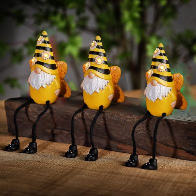 Product photograph of Yellow Gnome Solar Garden Light Ornament Decoration 3 Warm White Led - 13 5cm By Bright Garden from QD stores