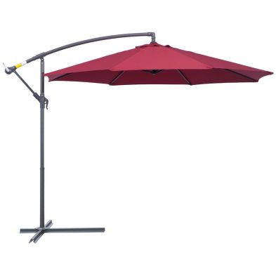 Product photograph of Outsunny 3m Water Resistant Terylene Hanging Parasol Wine Red from QD stores