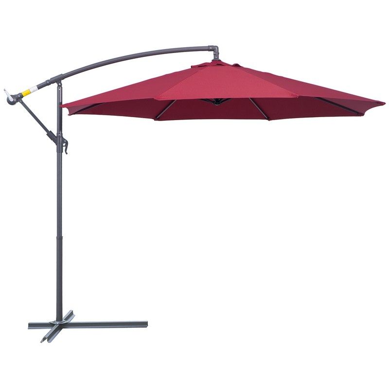 Outsunny 3M Water Resistant Terylene Hanging Parasol Wine Red