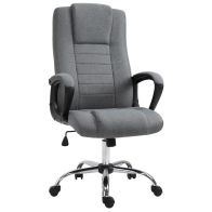 See more information about the Vinsetto Linen Upholstered Tilting Home Office Chair Grey