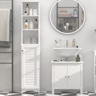 See more information about the Homcom Tall Bathroom Cabinet Storage Cupboard Floor Standing Home Bathroom Furniture W/ 6 Shelves 165H X 34W X 20D cm White
