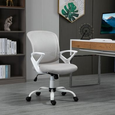 Product photograph of Vinsetto Office Chair Mesh Swivel Desk Chair With Lumbar Back Support Adjustable Height Armrests Grey from QD stores