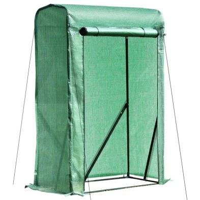Outsunny Outdoor Pe Greenhouse Steel Frame Plant Cover With Zipper 100l X 50w X 150h Cm Green
