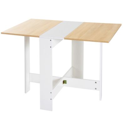 Homcom Particle Board Wooden Folding Dining Table Writing Computer Desk Pc Workstation Space Saving Home Office Oak White