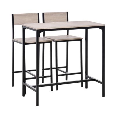 Homcom Metal Frame Medium Density Fibreboard Top Table Bar Stool Set Black
