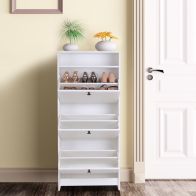 See more information about the Homcom Three-Tipping Drawer Shoe Storage Cabinet - White