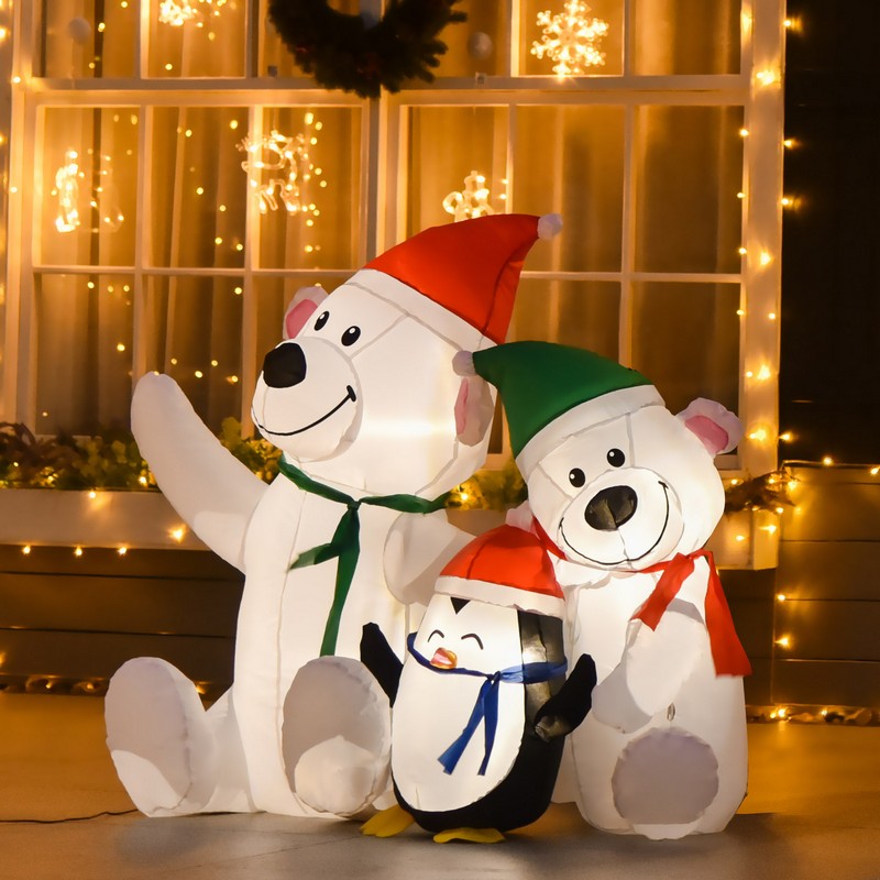 Snowman & Penguins Inflatable Christmas Decoration - 130cm