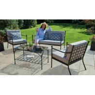 See more information about the Doverdale Garden Patio Dining Set by Greenhurst - 4 Seats Grey Cushions