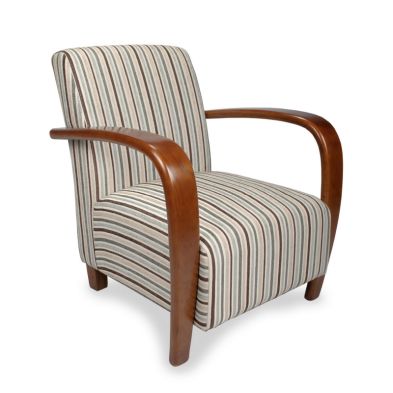 Classic Armchair Vertical Stripe Multicoloured Curved Bentwood