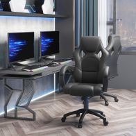 See more information about the Vinsetto High-Back Office Chair Faux Leather Swivel Computer Desk Chair For Home Office With Wheels Armrests Black
