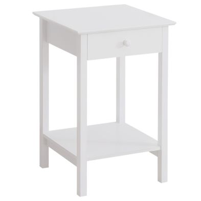 Homcom Wooden Bedside Table Cabinet With Drawer Shelf Storage End Side White Multipurpose Bedroom Night Stand