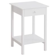 See more information about the Homcom Wooden Bedside Table Cabinet With Drawer Shelf Storage End Side White Multipurpose Bedroom Night Stand