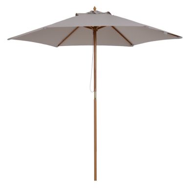 Outsunny 25m Wood Garden Parasol Sun Shade Patio Outdoor Wooden Umbrella Canopy Grey
