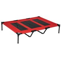 See more information about the Pawhut Raised Dog Bed Cooling Elevated Pet Cot With Breathable Mesh For Indoor Outdoor Use Red