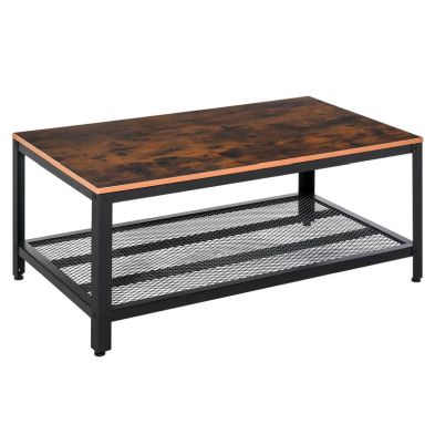 Product photograph of Homcom Coffee Table Retro Industrial Side Table With Metal Frame Modern Snack Tea Table Living Room Rustic Brown from QD stores