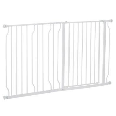 PawHut Dog Gate Extra Wide Stairway Gate for Pet with Door