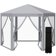See more information about the Outsunny 3 X 3(M) Pop Up Gazebo Hexagonal Foldable Canopy Tent Outdoor Event Shelter With Mesh Sidewall