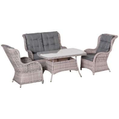 Product photograph of Outsunny Garden Pe Rattan Dining Sofa Set from QD stores