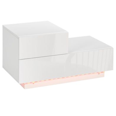 Product photograph of Homcom High Gloss Front Bedside Table With Drawers Nightstand With Rgb Led Light And Remote For Bedroom Living Room White from QD stores