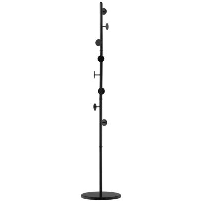 Product photograph of Homcom Slimline Metal Coat Stand With Round Hooks - Black from QD stores
