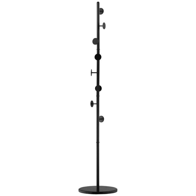 Homcom Slimline Metal Coat Stand With Round Hooks - Black