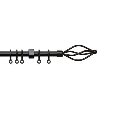 Product photograph of County Crown 125-215cm Curtain Pole Set Black - 16-19mm from QD stores