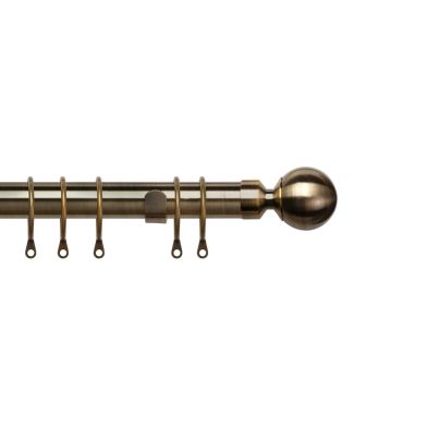 Product photograph of Pristine 120-210cm Extendable Curtain Pole Set Ball Finial Antique Brass - 25-28mm from QD stores
