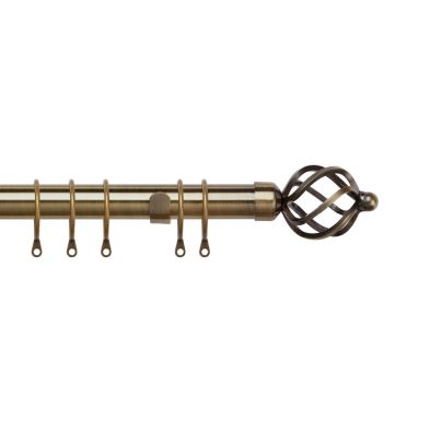 Product photograph of Pristine 120-210cm Extendable Curtain Pole Set Cage Finial Antique Brass 25-28mm from QD stores