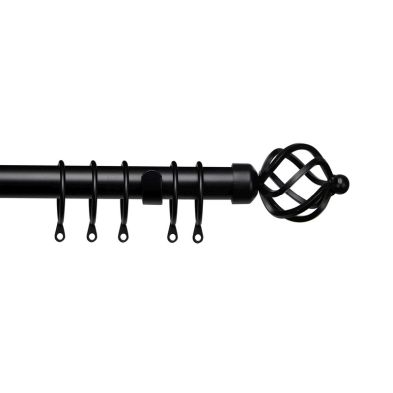 Product photograph of Pristine 120-210cm Extendable Curtain Pole Set Cage Finial Black 25-28mm from QD stores