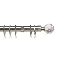 See more information about the Pristine 170-300cm Extendable Curtain Pole Set Crystal Finial Satin Silver - 25-28mm