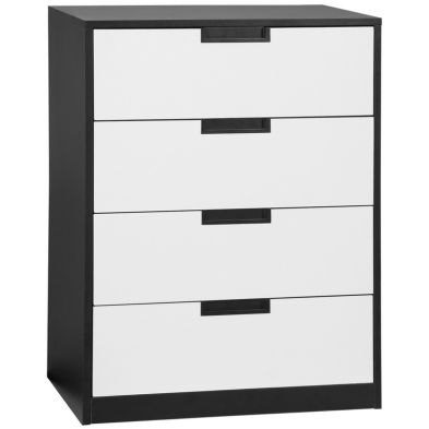 Product photograph of Homcom Drawer Chest 4-drawer Storage Cabinet Organiser For Bedroom Living Room 60cmx40cmx80cm White And Black from QD stores