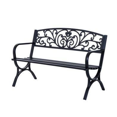 Product photograph of Outsunny 127l X 60w X 85h Cm Powder Coated Garden Bench For Patio Backyard Steel-black from QD stores