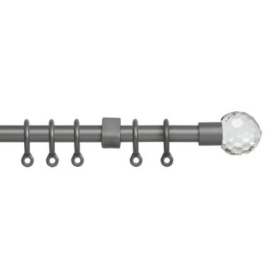 Product photograph of Simply 120-210cm Extendable Curtain Pole Set Ball Finial Silver - 13-16mm from QD stores
