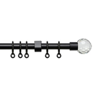 Simply 120 210cm Extendable Curtain Pole Set Ball Finial Black 13 16mm