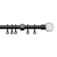 See more information about the Simply 120-210cm Extendable Curtain Pole Set Ball Finial Black - 13-16mm