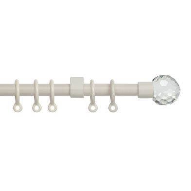 Product photograph of Simply 120-210cm Extendable Curtain Pole Set Ball Finial Cream - 13-16mm from QD stores