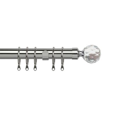 Product photograph of Pristine 120-210cm Extendable Curtain Pole Set Crystal Finial Antique Chrome - 25-28mm from QD stores