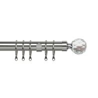See more information about the Pristine 120-210cm Extendable Curtain Pole Set Crystal Finial Antique Chrome - 25-28mm