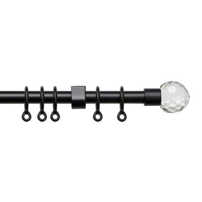 Simply 150 280cm Extendable Curtain Pole Set Ball Finial Black 13 16mm