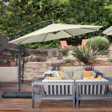Outsunny 3m Garden Parasol Sun Shade Banana Umbrella Cantilever With Crank Handle