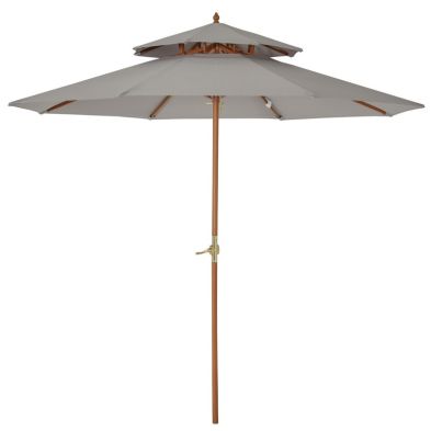Outsunny 27 M Garden Parasol Umbrella Double Tier Garden Umbrellas Outdoor Sun Umbrella Sunshade Bamboo Parasol Grey