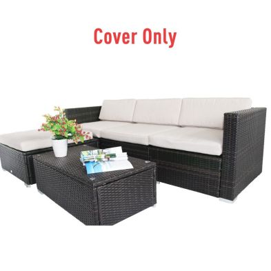 Product photograph of Outsunny Rattan Furniture Cushion Cover Replacement Set 7 Pcs-cream from QD stores