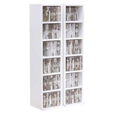 Homcom 204 Cd Media Display Shelf Unit Set Of 2 Blu Ray Tower Rack W Adjustable Shelves Bookcase Storage Organiser