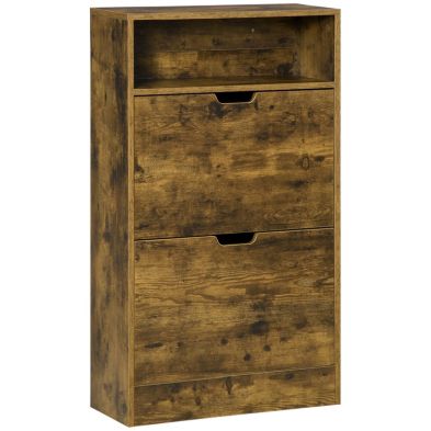 Product photograph of Homcom Slim Two-drawer Shoe Cabinet from QD stores