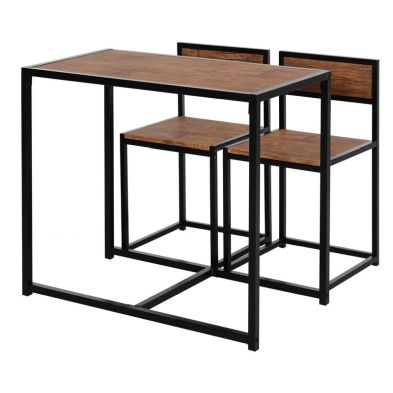Homcom 3 Pcs Table Stool Set Industrial Design W Steel Frame Medium Density Fibreboard Panels Living Room Bar Modern Furniture